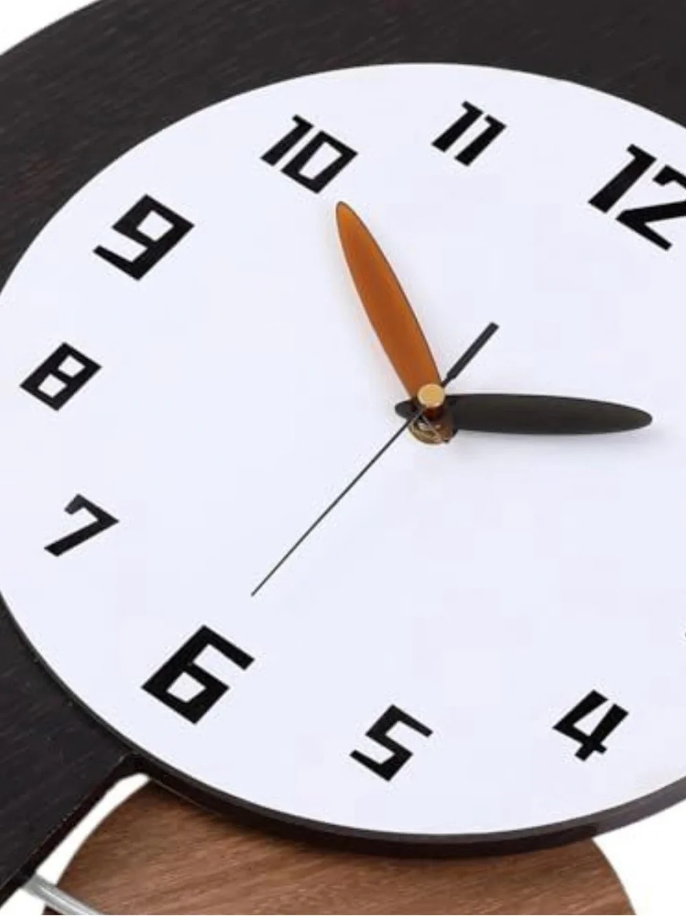 Modern Black & Wood Wall Clock - Contemporary Home Decor